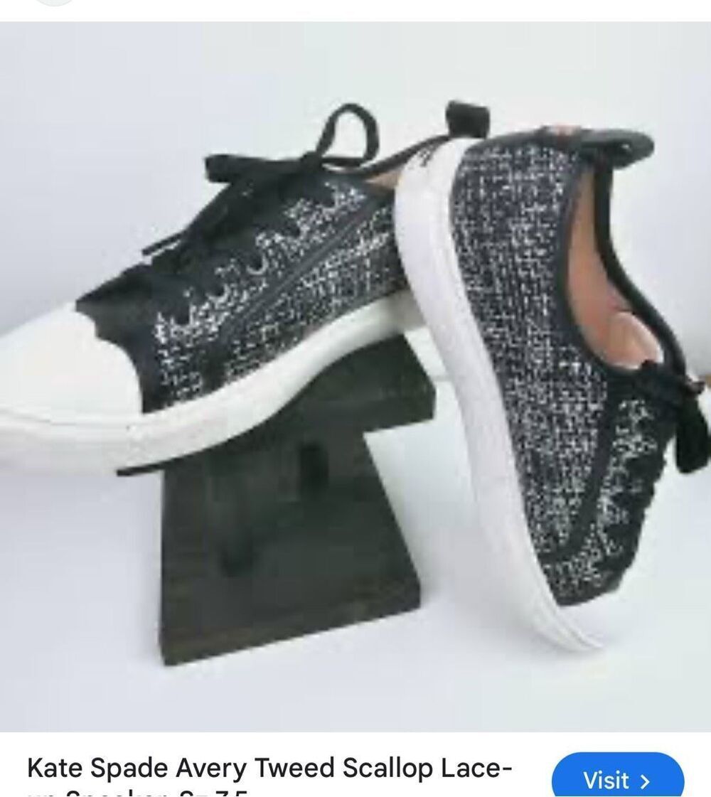 Kate spade Avery tweed sz 6  low top lace up fashion tennis sneakers trainers sh